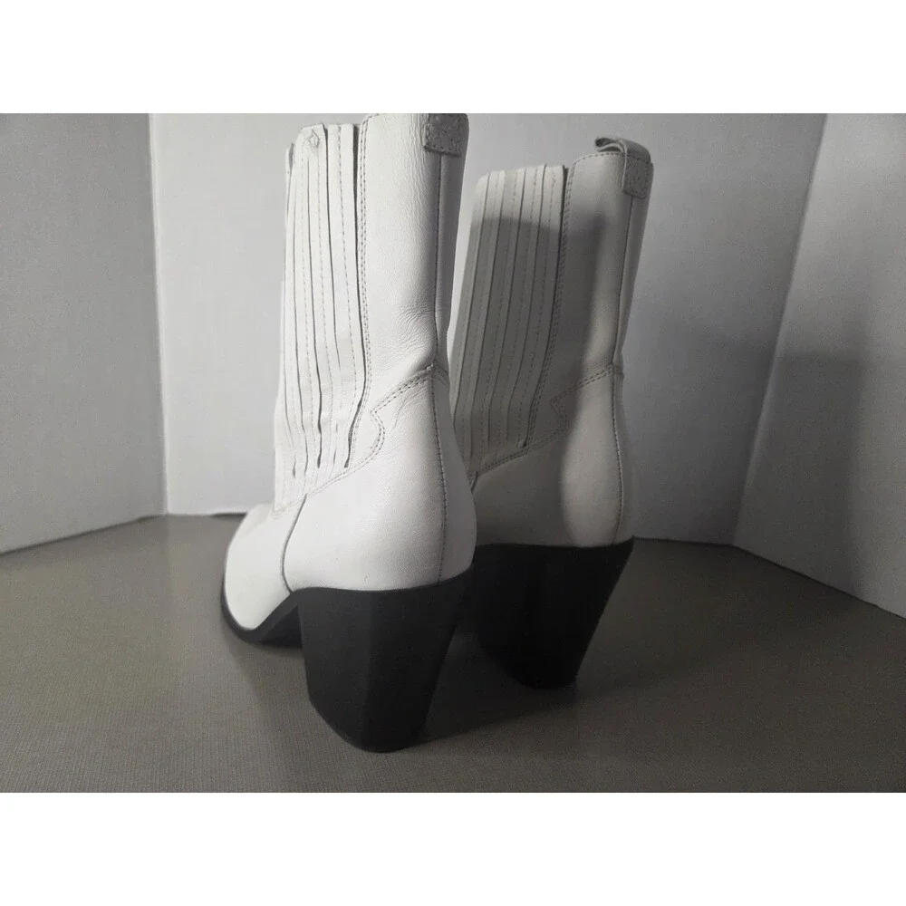 Aldo White Pointed-Toe Mid-Calf Western Heeled Cowboy Boots EUC Size 10